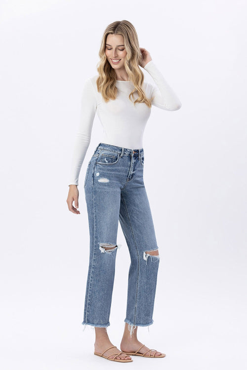 High Rise Distressed Dad Jeans
